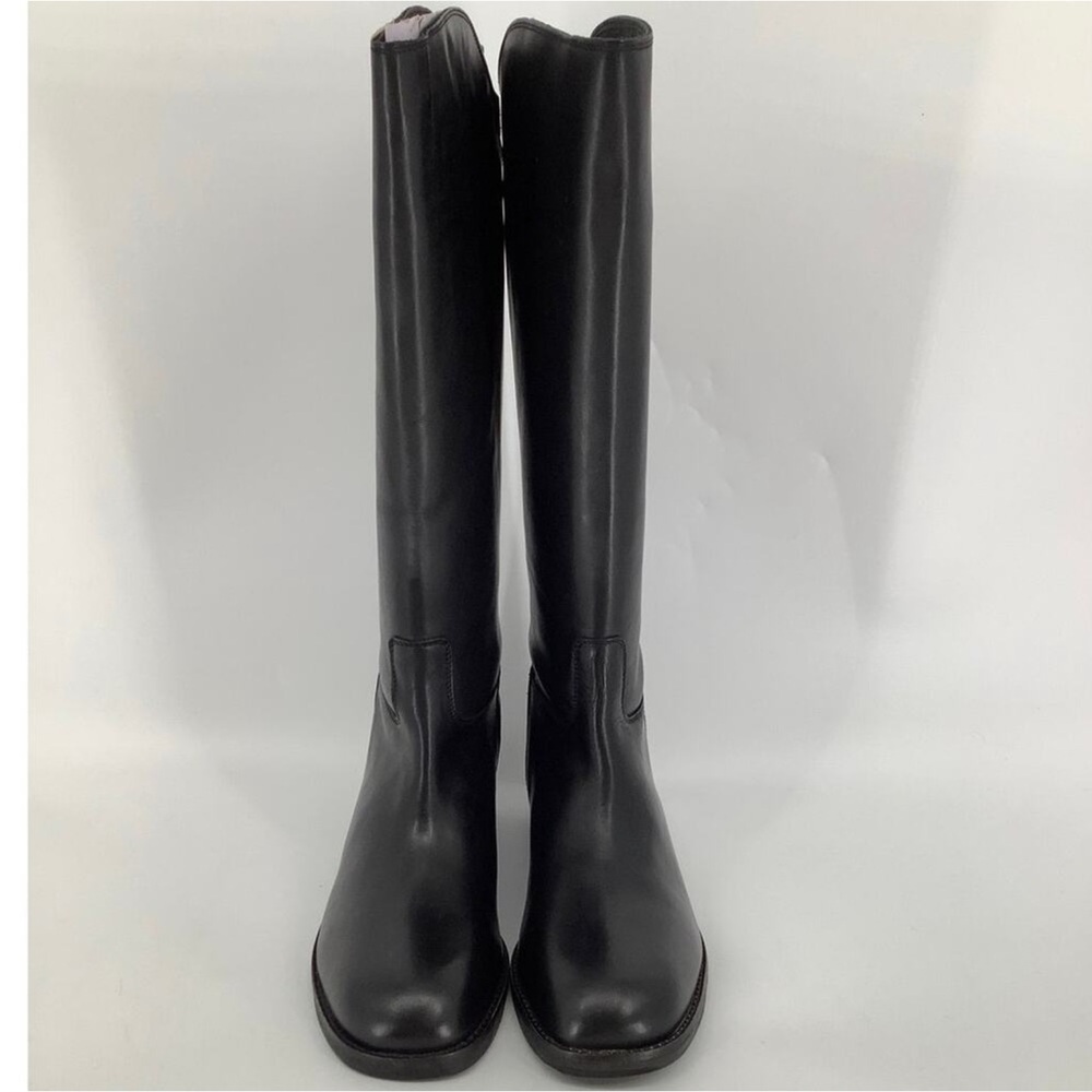 Free People Faded Black Everly Equestrian Boots Leather Zipper Back - Picture 5 of 16